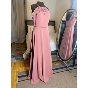 Christina Wu Dress‎ Womens 10 Marsala Halter Neck Bridesmaid Dress Formal Gown